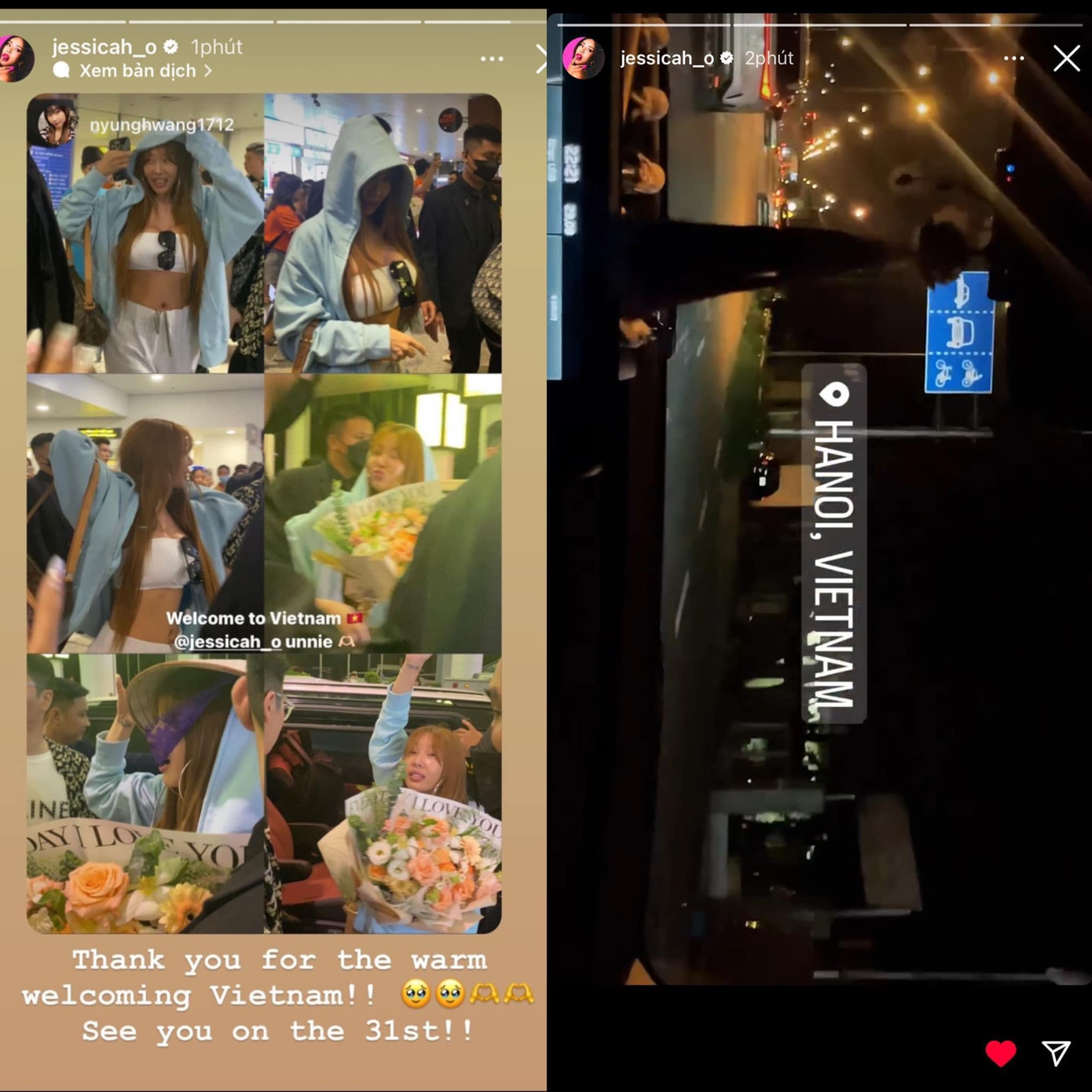 Jessi cập nhật trạng thái, gửi lời cảm ơn tới sự chào đón nồng hậu của người hâm mộ Việt.