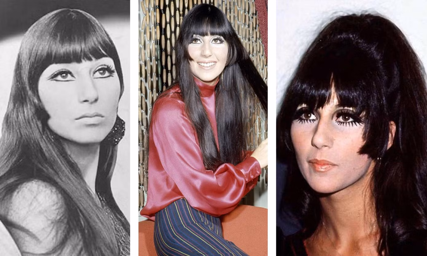 Nữ danh ca Cher cá tính với hime cut vào khoảng những năm 1960.