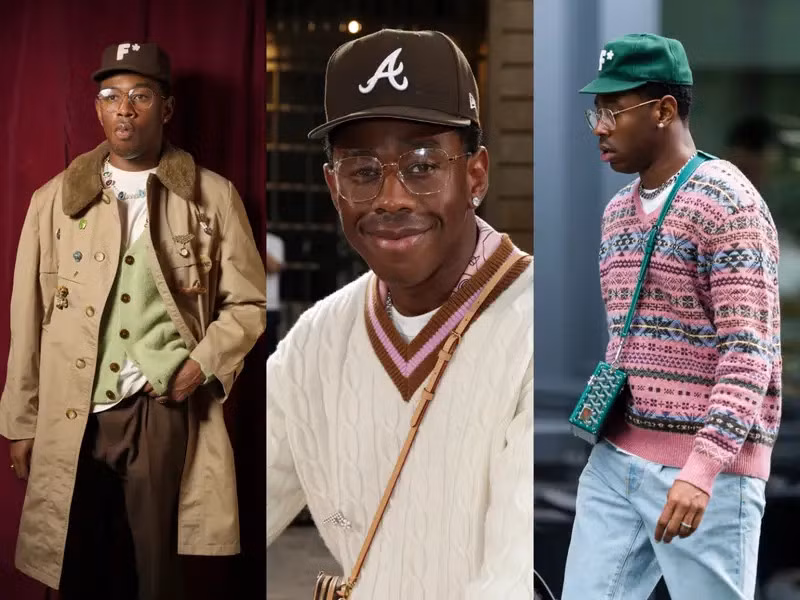 Một trong những celeb ghi dấu ấn mạnh mẽ với phong cách này phải kể đến Tyler, the Creator. Anh chàng thường xuyên được bắt gặp trong những item cộp mác ông ngoại.