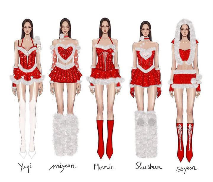 Trong sự kiện cuối năm SBS Gayo Daejeon 2023, (G)I-DLE tiếp tục khiến người hâm mộ bất ngờ khi diện thiết kế riêng đến từ OnOn Made.