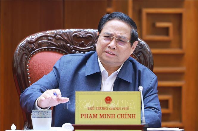 Thủ tướng Phạm Minh Chính chủ trì Phiên họp Ban Chỉ đạo tinh gọn bộ máy của Chính phủ. Ảnh: TTXVN