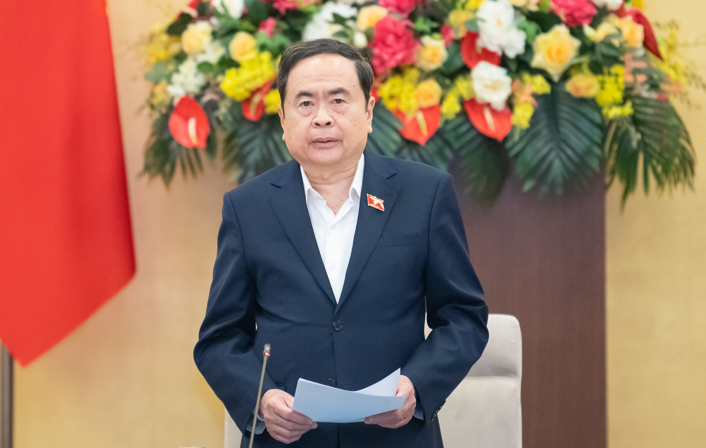 Chủ tịch Quốc hội Trần Thanh Mẫn phát biểu khai mạc phiên họp. Ảnh: QH