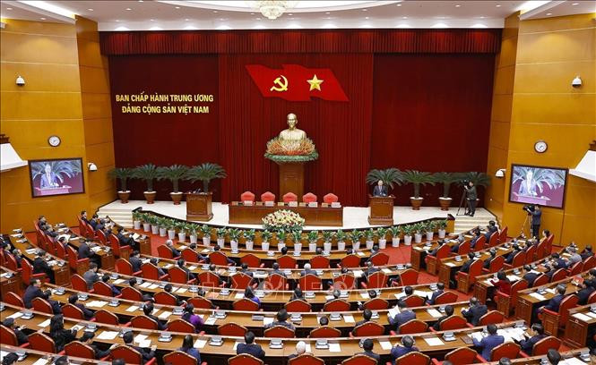 Quang cảnh phiên bế mạc Hội nghị Ban Chấp hành Trung ương Đảng khoá XIII. Ảnh: TTXVN