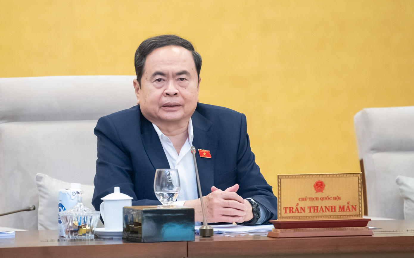 Chủ tịch Quốc hội Trần Thanh Mẫn phát biểu tại phiên họp. Ảnh QH Chủ tịch Quốc hội Trần Thanh Mẫn phát biểu tại phiên họp. Ảnh QH