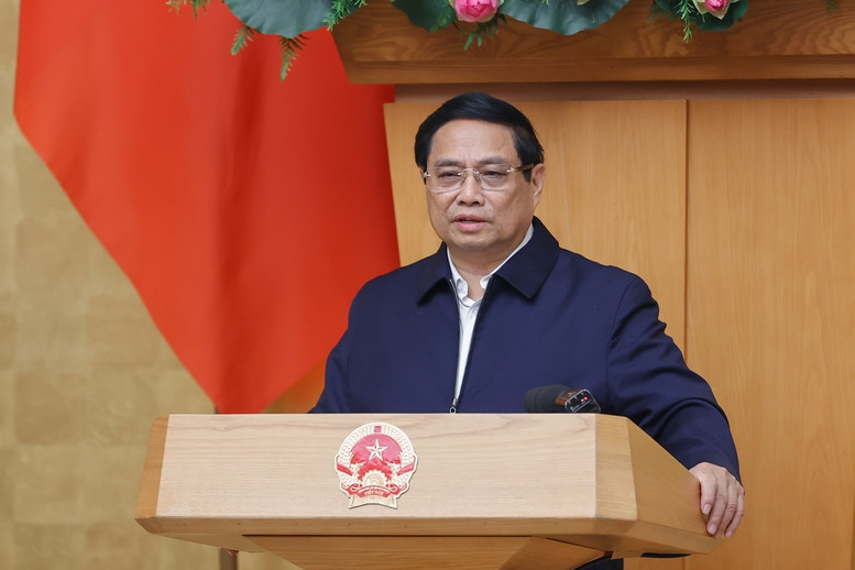 Thủ tướng Phạm Minh Chính chủ trì và phát biểu tại phiên họp. Ảnh: Nhật Bắc