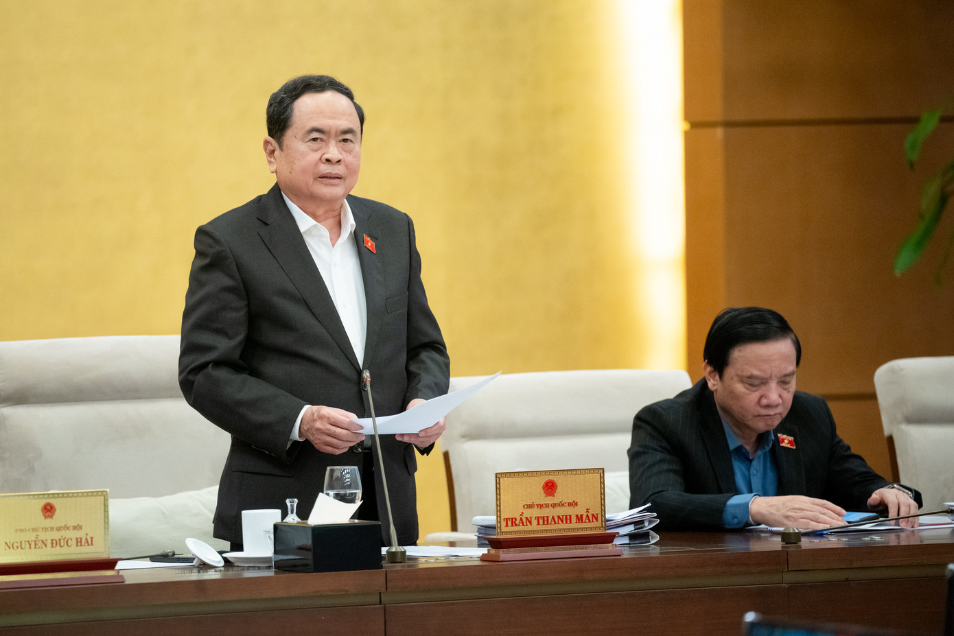 Chủ tịch Quốc hội Trần Thanh Mẫn phát biểu tại phiên họp. Ảnh: QH Chủ tịch Quốc hội Trần Thanh Mẫn phát biểu tại phiên họp. Ảnh: QH