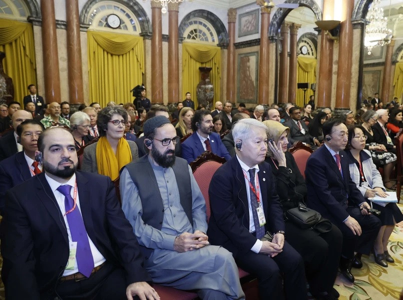 Các đại biểu tại buổi gặp mặt. (Ảnh: Thống Nhất/TTXVN).