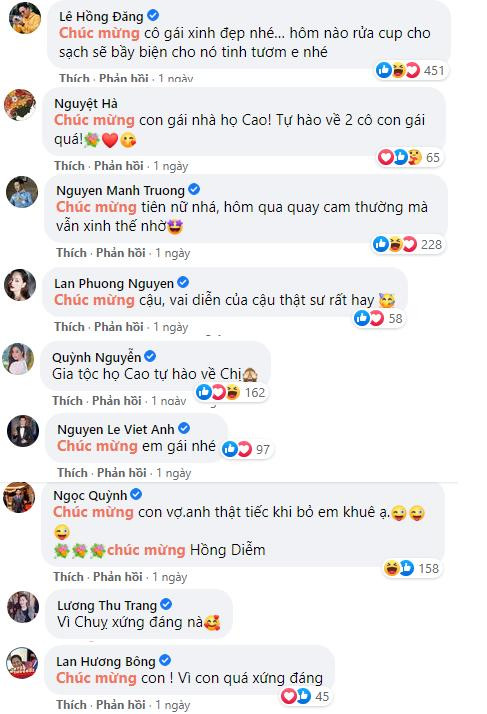 Dàn sao "Vũ trụ VTV" gửi lời chúc mừng Hồng Diễm.