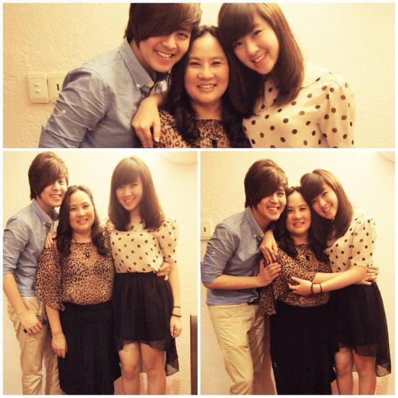 Hình ảnh Wanbi Tuấn Anh bên mẹ và em gái lúc sinh thời.