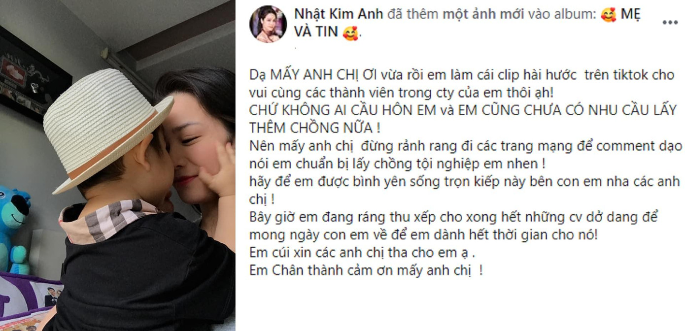 Nhật Kim Anh đính chính thông tin và khẳng định chưa có nhu cầu đi thêm bước nữa.