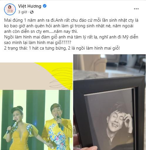 Việt Hương chia sẻ xúc động trước ngày giỗ đầu nghệ sĩ Chí Tài.