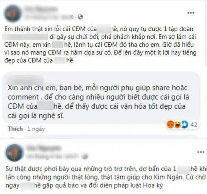 Em họ ca sĩ Kim Ngân có những lời lẽ không hay, xúc phạm đến Thúy Nga trên trang cá nhân của mình.