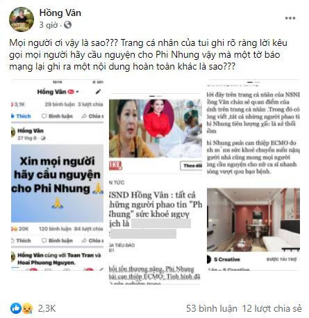 NSND Hồng Vân bức xúc khi phát ngôn của mình bị bịa đặt sai sự thật. NSND Hồng Vân bức xúc khi phát ngôn của mình bị bịa đặt sai sự thật.