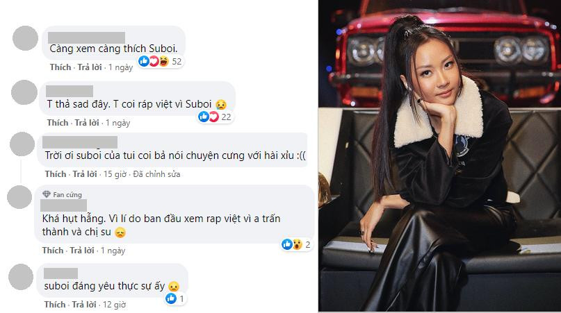 Bên cạnh sự mong chờ, nhiều khán giả bày tỏ tiếc nuối trước sự vắng mặt của Suboi. Bên cạnh sự mong chờ, nhiều khán giả bày tỏ tiếc nuối trước sự vắng mặt của Suboi.