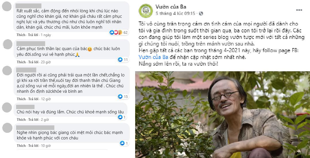 Nhiều khán giả bày tỏ sự khâm phục trước tinh thần lạc quan của nghệ sĩ Giang Còi. Nhiều khán giả bày tỏ sự khâm phục trước tinh thần lạc quan của nghệ sĩ Giang Còi.