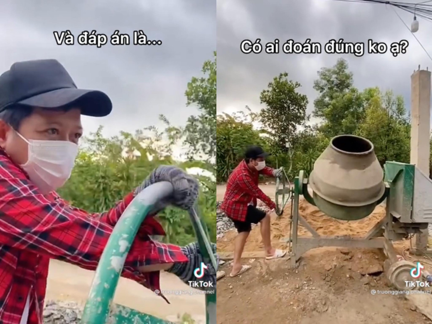 Về thăm gia đình ở Đồng Nai, Trường Giang vẫn thường xuyên đăng tải video ghi lại hoạt động của anh trong thời gian này. Nam MC khiến nhiều khán giả bất ngờ khi có thể điều khiển máy trộn xi măng một cách thuần thục.