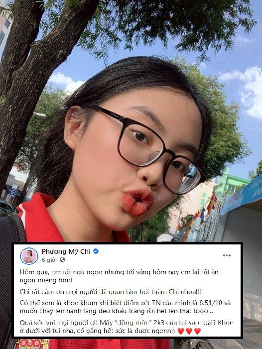 Phương Mỹ Chi hào hứng khoe điểm trung bình thi tốt nghiệp THPT. Phương Mỹ Chi hào hứng khoe điểm trung bình thi tốt nghiệp THPT.