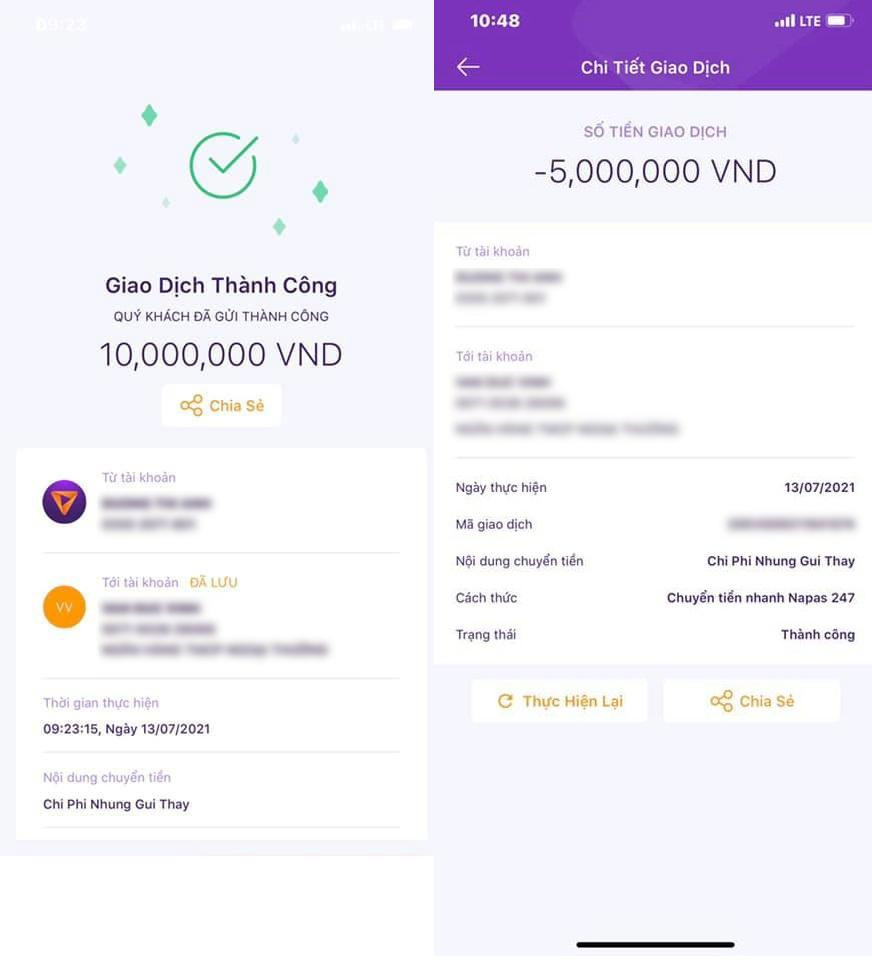 Trên trang Facebook cá nhân của mình, nữ ca sĩ công khai xác nhận đã chuyển tiền. Trên trang Facebook cá nhân của mình, nữ ca sĩ công khai xác nhận đã chuyển tiền.