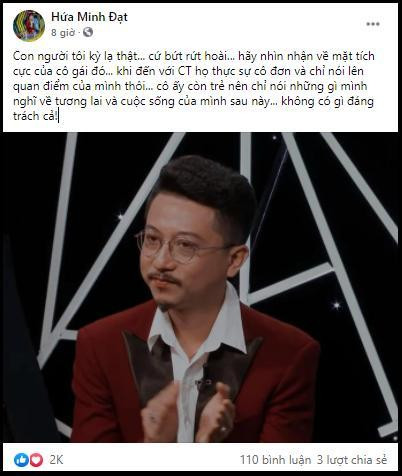 Hứa Minh Đạt lên tiếng bênh vực Đoan Minh.