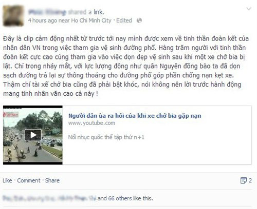 Đoạn chia sẻ của một dân mạng châm biếm về vụ hôi của với câu chuyện được chuyển biến ở một góc nhìn khác: người dân "hôi" bia là nhằm giữ gìn vệ sinh đường phố. Đoạn chia sẻ của một dân mạng châm biếm về vụ hôi của với câu chuyện được chuyển biến ở một góc nhìn khác: người dân