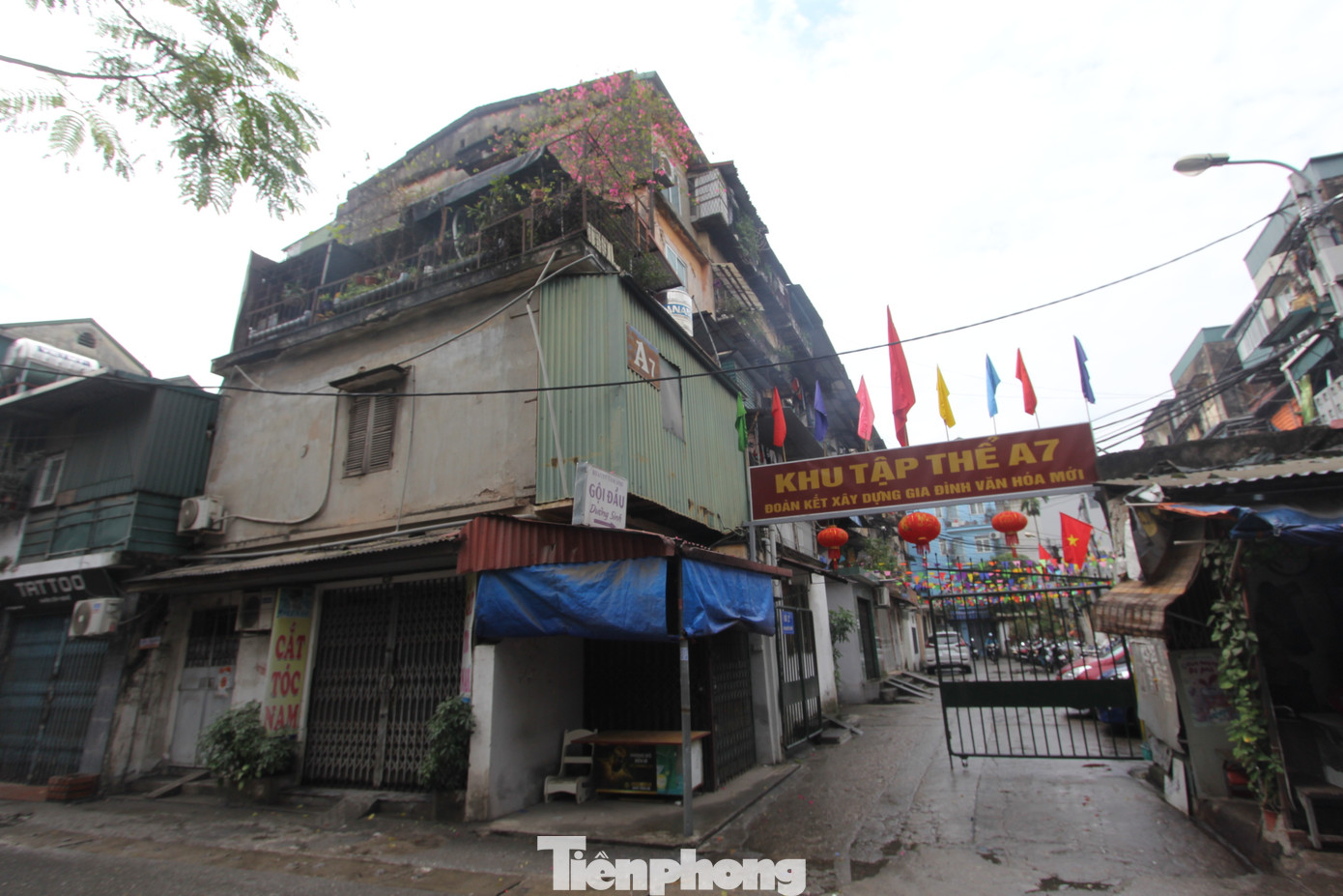 Tập thể A7 Tân Mai (phố Nguyễn Chính, phường Tân Mai, quận Hoàng Mai) đang xuống cấp từng ngày, phải "chống nạng" để tránh đổ sập. Ảnh Lộc Liên. Tập thể A7 Tân Mai (phố Nguyễn Chính, phường Tân Mai, quận Hoàng Mai) đang xuống cấp từng ngày, phải "chống nạng" để tránh đổ sập. Ảnh Lộc Liên.
