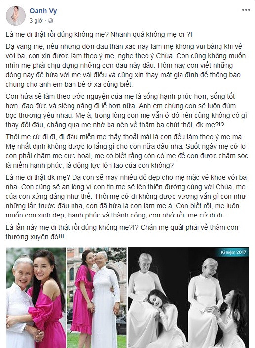 Nghệ sỹ Việt thương tiếc, chia buồn trước tin mẹ Vy Oanh qua đời ảnh 1