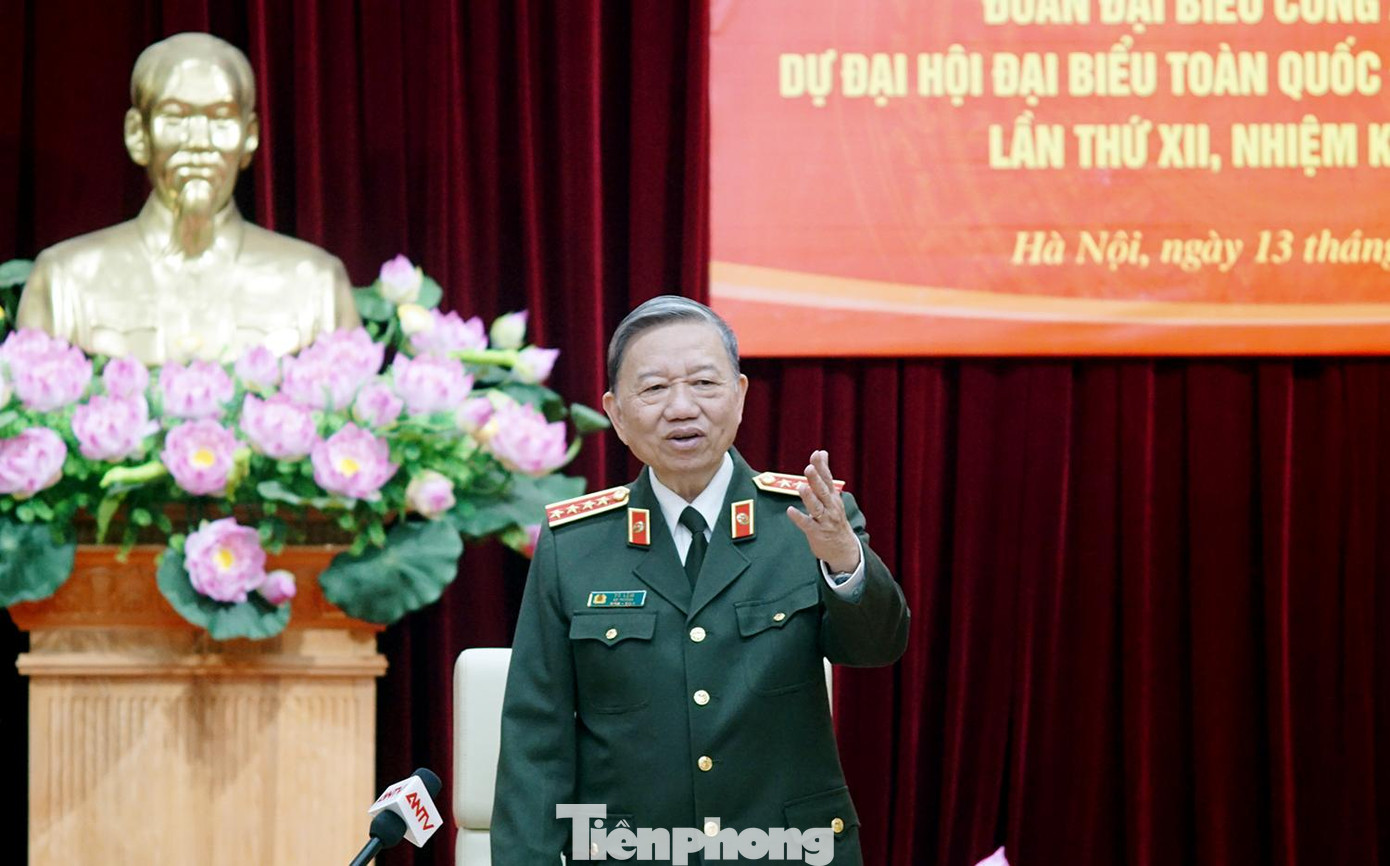 Đại tướng Tô Lâm phát biểu giao nhiệm vụ cho đoàn đại biểu dự Đại hội.