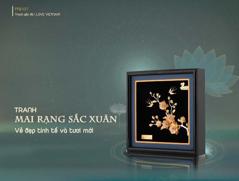 Tranh Mai Rạng Sắc Xuân tượng trưng cho sự may mắn, đổi mới và sung túc.