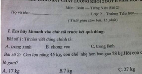 Đề Toán thiếu logic
