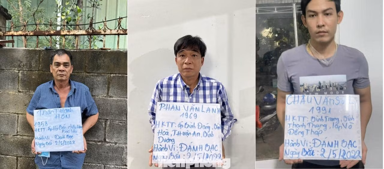 Các đối tượng Trần Thanh Hôn, Phan Văn Lân và Châu Văn Soul (từ trái qua).
