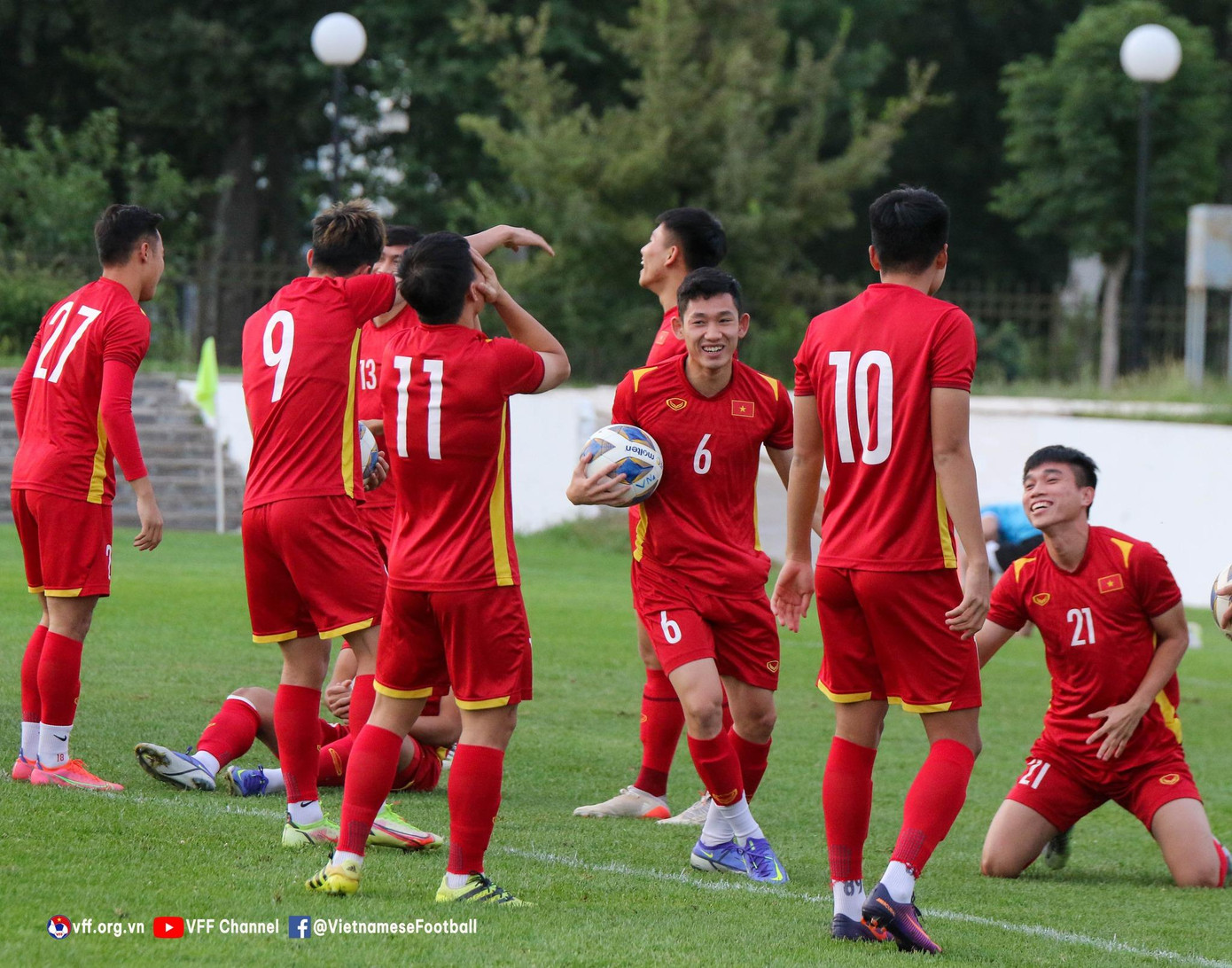 Các cầu thủ U23 Việt Nam giữ tinh thần lạc quan, vui vẻ trước cuộc quyết đấu với Saudi Arabia.