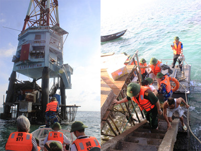 Việc tiếp cận, lên trạm đèn Đá Lát gặp nhiều khó khăn, đặc biệt khi biển động . Việc tiếp cận, lên trạm đèn Đá Lát gặp nhiều khó khăn, đặc biệt khi biển động