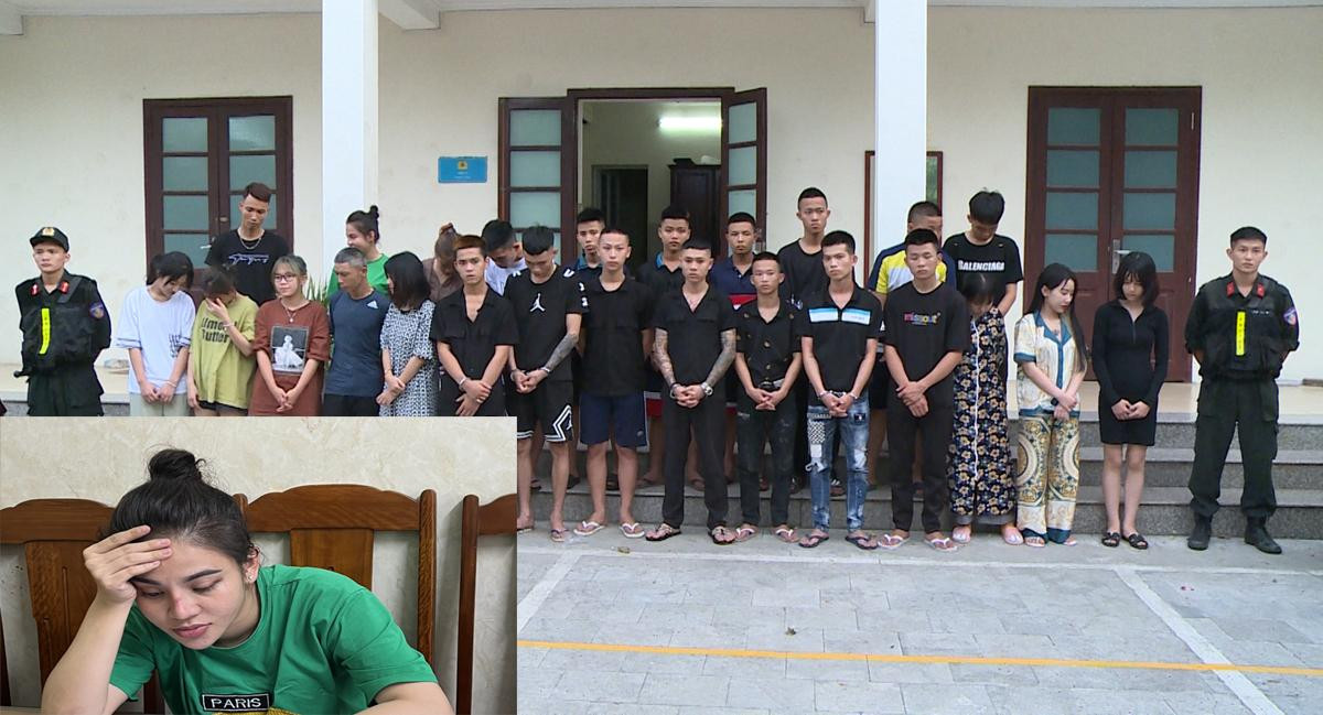 Trịnh Thị Lan (ảnh nhỏ) và các đối tượng bị bắt quả tang. Ảnh: Công an Thanh Hoá cung cấp