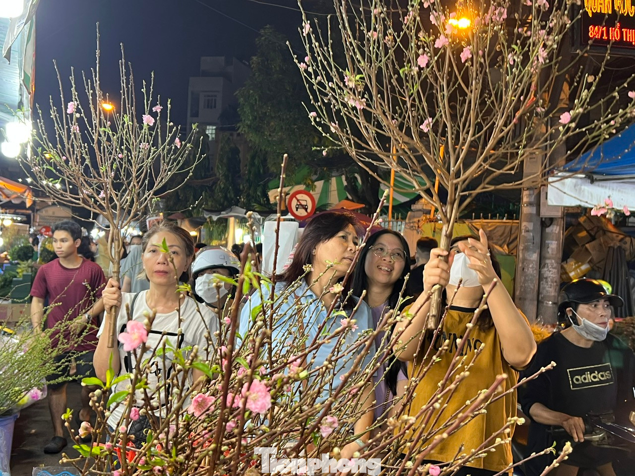 Đào Nhật Tân mini được đưa từ Hà Nội vào TPHCM bằng đường hàng không nên giữ được độ tươi tốt như vừa mới cắt. Năm nay đào cắt cành có giá khá cao, gần gấp đôi so với Tết năm ngoái nhưng số lượng không nhiều do ảnh hưởng từ cơn bão Yagi năm qua. Giá mỗi cành đào đẹp từ 800.000 - 1 triệu đồng, loại nhỏ khoảng 400.000 đồng.