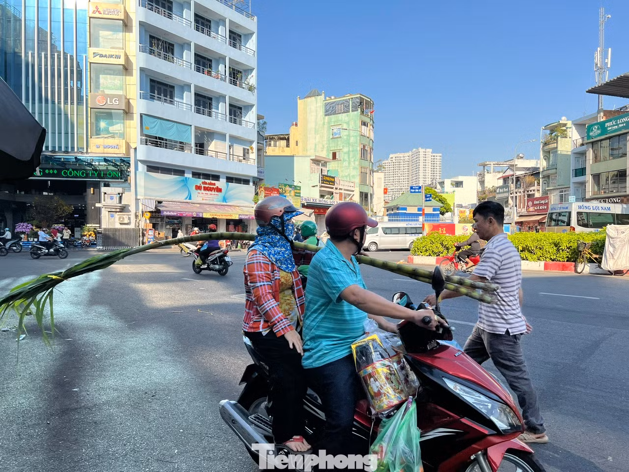 Người dân mua mía sớm để cúng vía Trời. Người dân mua mía sớm để cúng vía Trời.