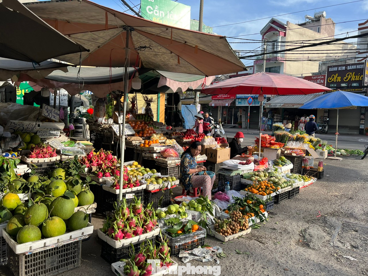 Quầy hàng trái cây đa dạng nhưng khá vắng khách. Quầy hàng trái cây đa dạng nhưng khá vắng khách.