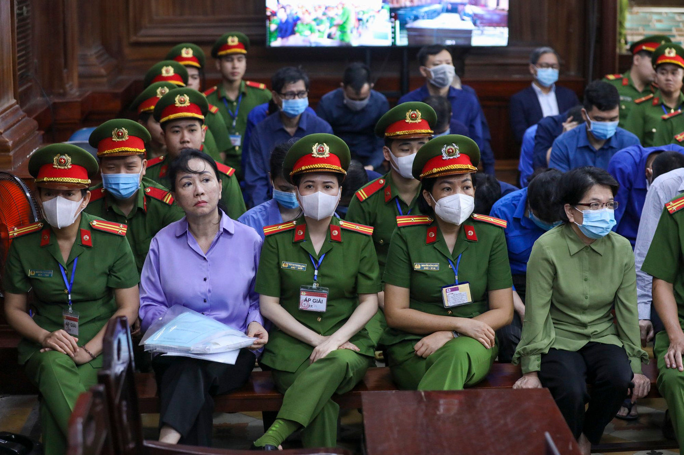 Một góc phòng xử án vụ Vạn Thịnh Phát. Ảnh: Duy Anh.