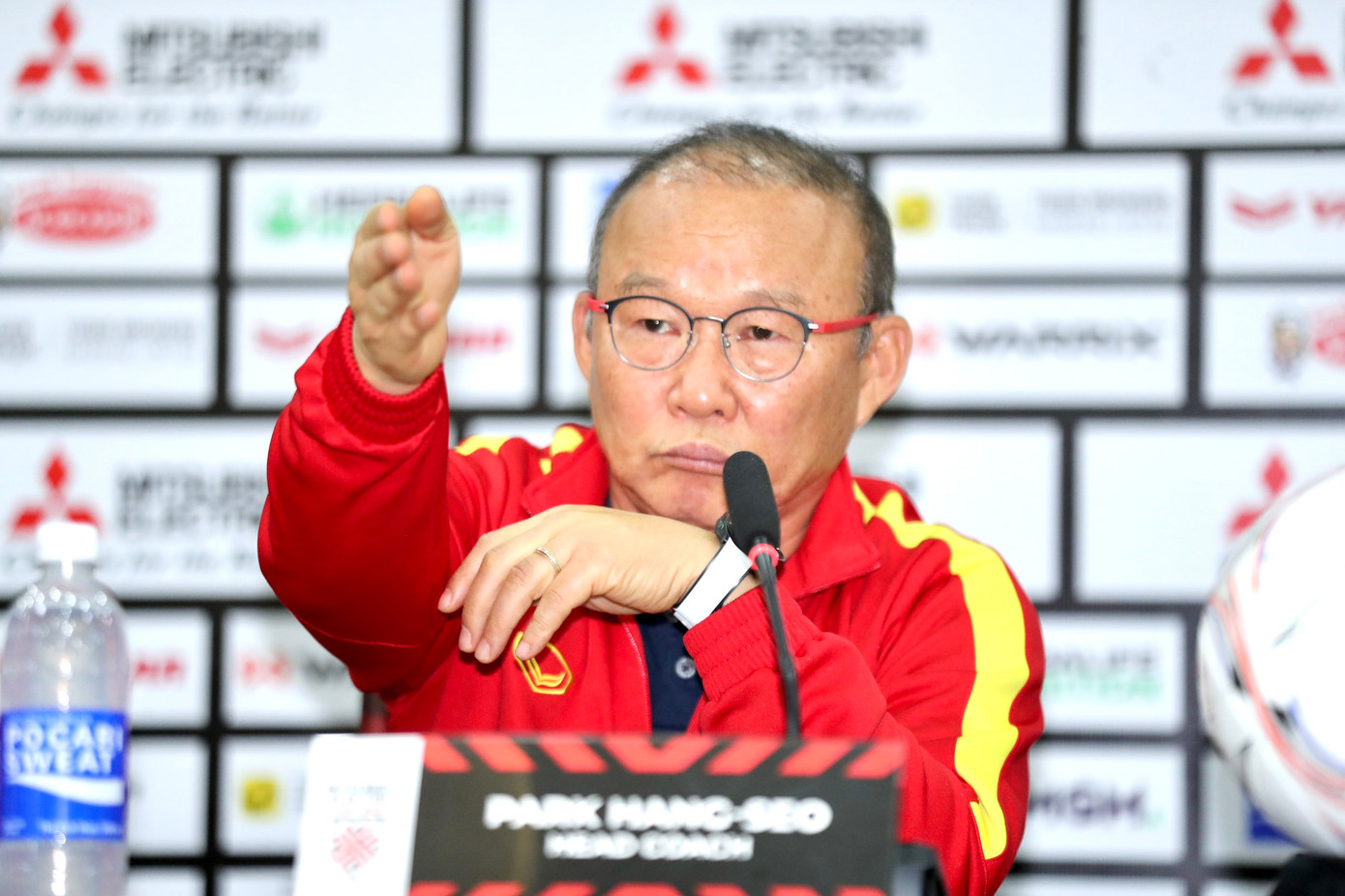 HLV Park Hang-seo cho biết mục tiêu của Việt Nam là đánh bại Myanmar để giành ngôi nhất bảng B. (ảnh Hữu Phạm)