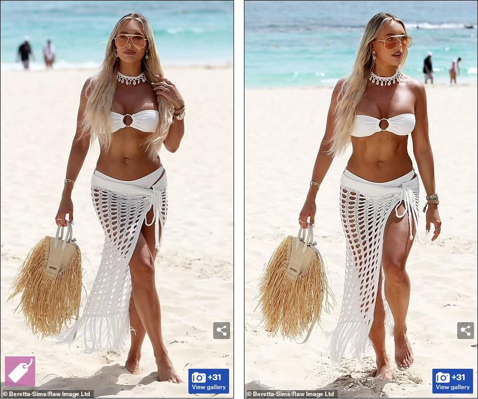 Amber Turner là một trong những ngôi sao lâu năm của TOWIE. Trong bộ bikini màu trắng nữ tính, người đẹp sinh năm 1993 khoe được thân hình săn chắc và "bốc lửa".