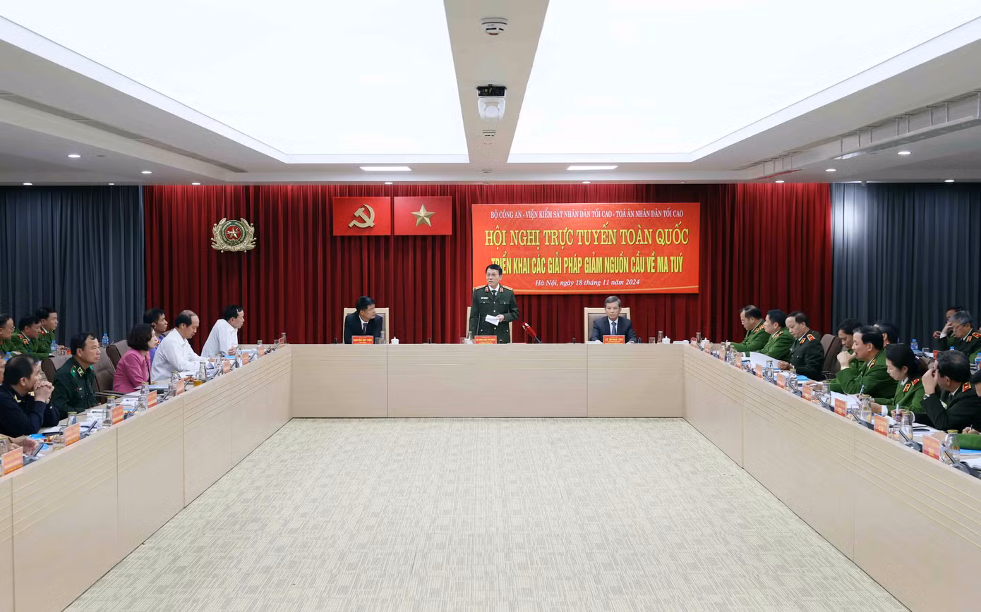Toàn cảnh Hội nghị trực tuyến toàn quốc triển khai các giải pháp giảm nguồn cầu về ma túy.