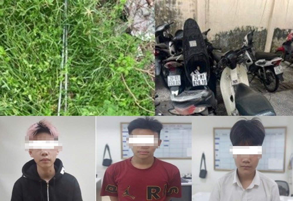 Nhóm đối tượng gây án bị bắt giữ cùng tang vật.