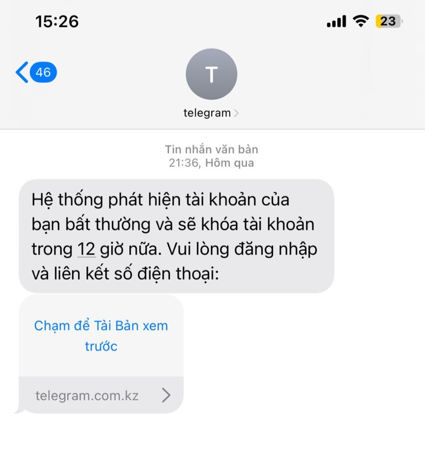 Hình ảnh tin nhắn đối tượng gửi đến các thuê bao di động.