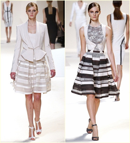 Bên cạnh đó là kiểu dáng váy ladylike trẻ trung với những đường kẻ ngang