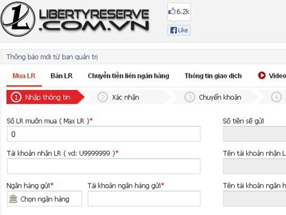 Website Liberty Reserve tại VN