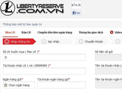 Website Liberty Reserve tại VN