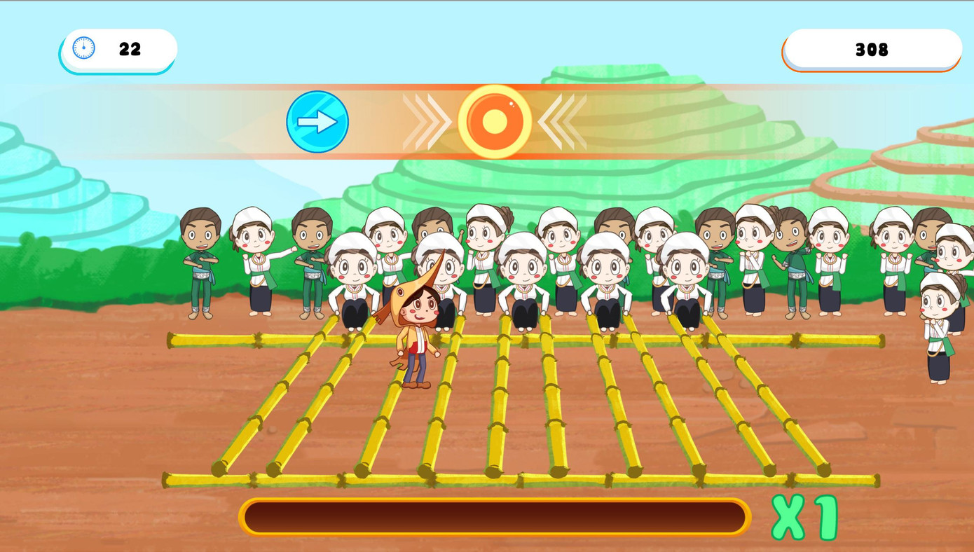 Người chơi được thử sức với trò chơi nhảy sạp khi tham gia “Lạc Việt phiêu lưu ký”