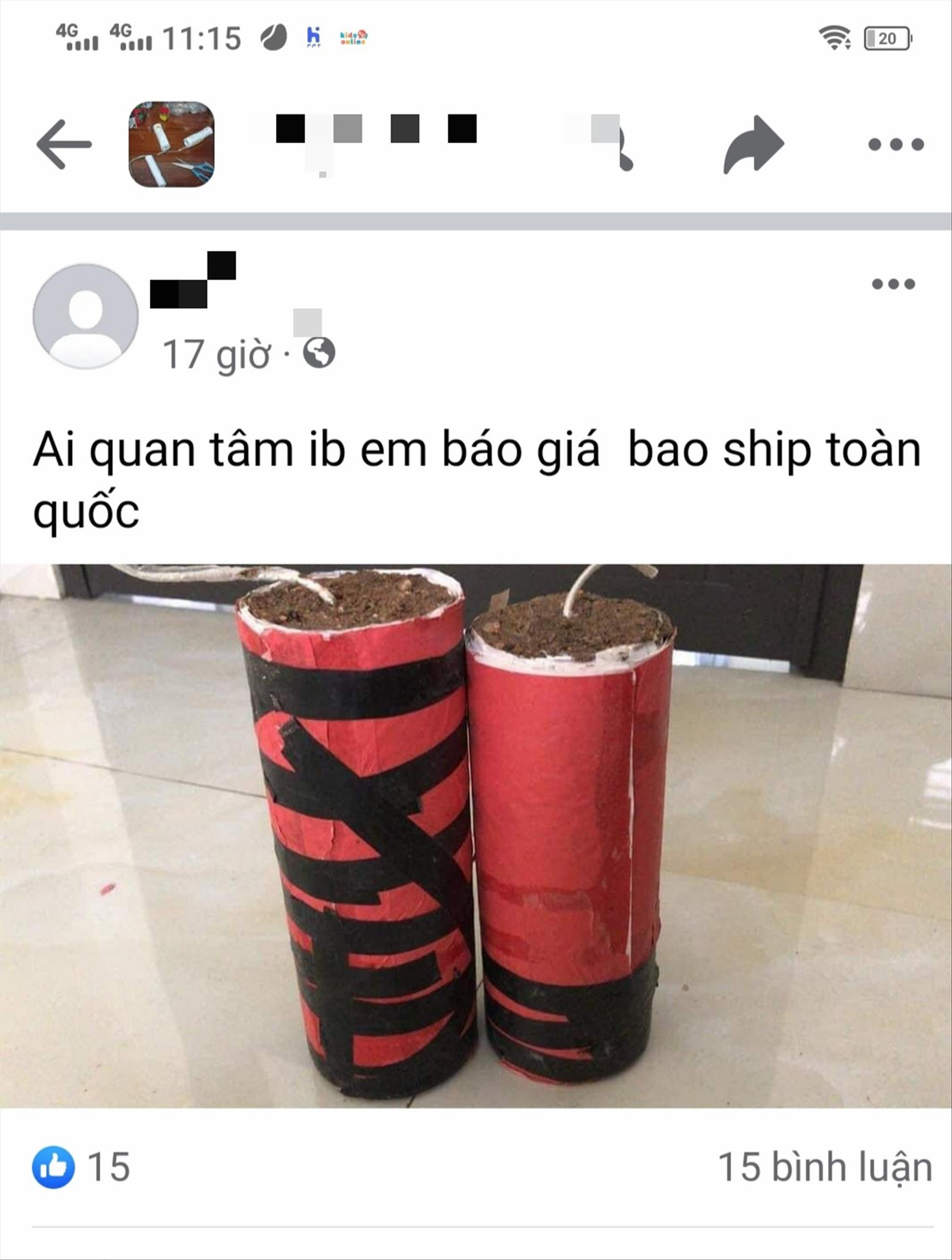 Pháo được rao bán tràn lan trên mạng xã hội