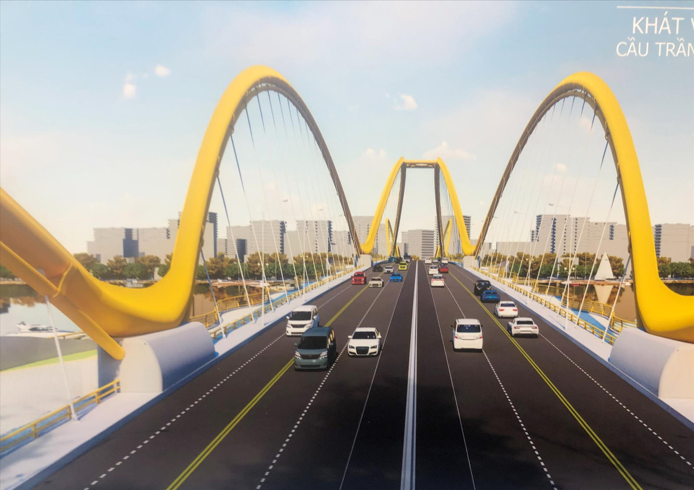 Phương án cầu Trần Hưng Ðạo có vòm hình rồng cầu cách điệu. Ảnh thiết kế dự thi Phương án cầu Trần Hưng Ðạo có vòm hình rồng cầu cách điệu. Ảnh thiết kế dự thi