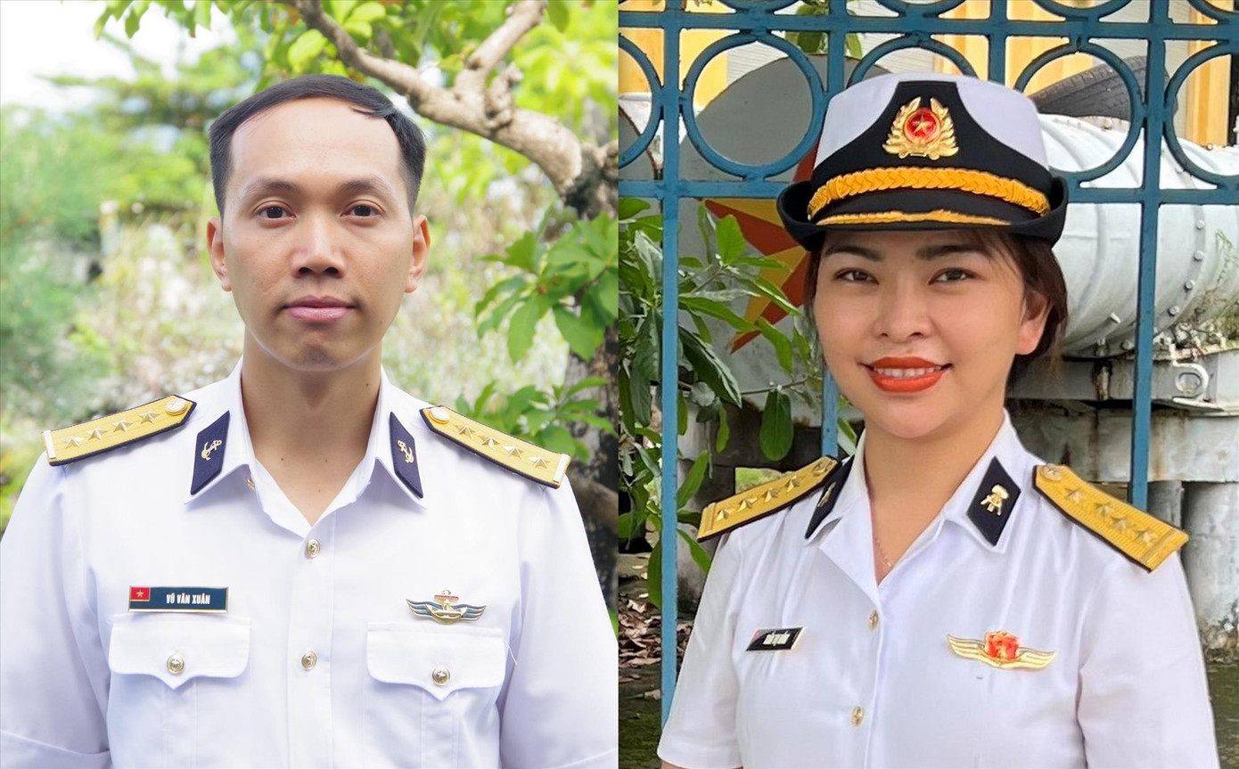 Đại úy Vũ Văn Xuân và Đại úy Trần Thị Hồng