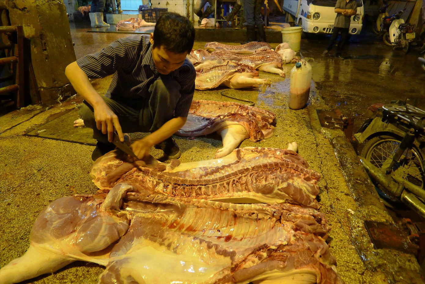 Việc giết mổ từ 10 con lợn hay chăn nuôi từ 10 con trâu bò trở lên phải có giấy phép môi trường gây ra nhiều băn khoăn, lúng túng. Ảnh: Nam Khánh Việc giết mổ từ 10 con lợn hay chăn nuôi từ 10 con trâu bò trở lên phải có giấy phép môi trường gây ra nhiều băn khoăn, lúng túng. Ảnh: Nam Khánh